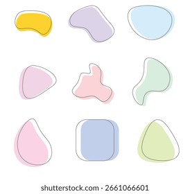 set of colorful abstract shape vector illustration on white isolated