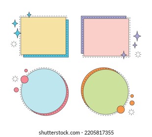 Set of colorful, abstract shaped border frame designs. There is a blank space to use as a memo.