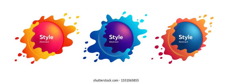 Set of colorful abstract shapes. Dynamical colored forms and lines. Gradient abstract banners with flowing liquid shapes. Trendy design for banners, flyers, presentation slides
