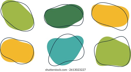 Set of Colorful Abstract Shapes - Soft, Rounded Geometric Elements - Fluid, Dynamic Forms - Simple Bubble Shapes Collection - Round Patterns for Decoration