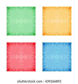 Set of colorful abstract square banners. Flat style. Template for design and paste text. Graphic banners design. Universal application. Bright, funny labels, cards, stickers. Vector illustration