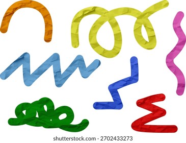 Set of Colorful Abstract Squiggle Lines and Doodle Shapes Elements