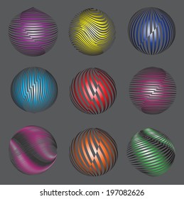 Set of colorful abstract striped background  