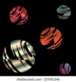 Set of colorful abstract striped circles background illustration