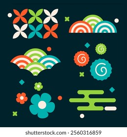 set of colorful abstract symbols