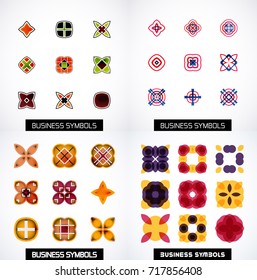 Set of colorful abstract symmetric geometric icons. Vector mega collection