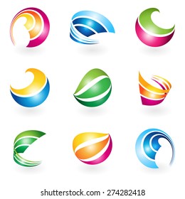 Set of colorful abstract vector design elements