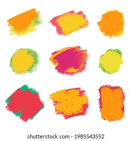Set of colorful abstract watercolor stain background. Watercolor splash Painting brush texture decoration. vector illustration