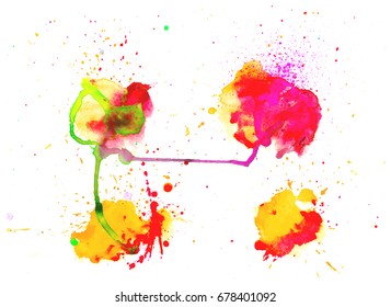 Set of colorful abstract watercolor texture stains with splashes and spatters. Modern creative watercolor background for trendy design.