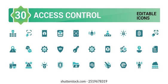 Set of colorful access control icons. Smart house icon Pack, color filled icon set for web and ui. Solid icon collection. Vector illustration.