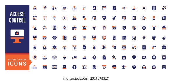 Conjunto de iconos de control de acceso de colores. Paquete de iconos de casa inteligente, conjunto de iconos rellenos de color para Web y ui. Colección de iconos sólidos. Ilustración vectorial.