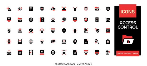 Conjunto de iconos de control de acceso de colores. Paquete de iconos de casa inteligente, conjunto de iconos rellenos de color para Web y ui. Colección de iconos sólidos. Ilustración vectorial.