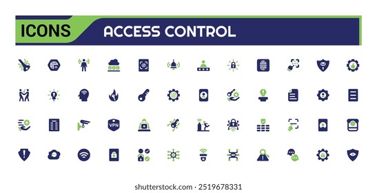 Conjunto de iconos de control de acceso de colores. Paquete de iconos de casa inteligente, conjunto de iconos rellenos de color para Web y ui. Colección de iconos sólidos. Ilustración vectorial.