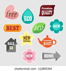 Set of colorful advertising stickers - 3 (vector)