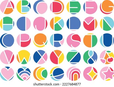 set of colorful alphabet letters color block design