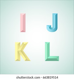Set of colorful alphabet. Letters I, J, K, L. Vector illustration