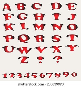 Set of colorful alphabet and numbers. Unusual font to create projects, posters, texts.