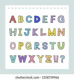 Set of colorful alphabet with pattern