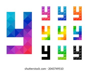 Set of colorful alphabet small letter y 3D icon logo. Vector illustration.