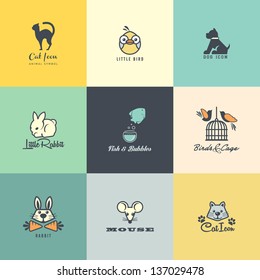 Set Of Colorful Animal Icons