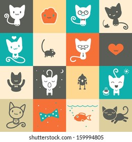 Conjunto de coloridos iconos animales