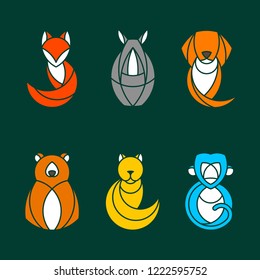 Set of colorful animal vectors