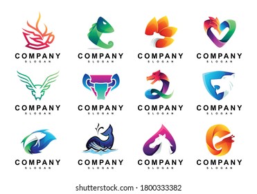 Set of Colorful Animals Beast Logo