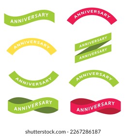 Set of colorful Anniversary ribbon vector illustration