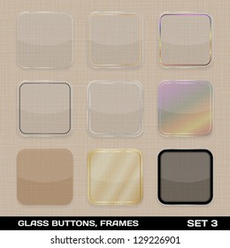 Set Of Colorful App Icon Frames, Templates, Buttons. Set 3. Vector