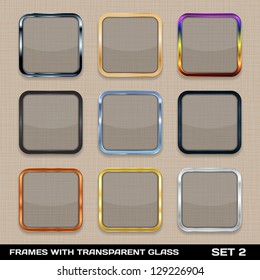 Set Of Colorful App Icon Frames, Templates, Buttons. Set 2. Vector