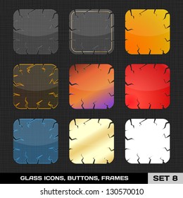 Set Of Colorful App Icon Frames, Templates, Buttons. Set 8. Vector