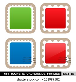 Set Of Colorful App Icon Frames, Templates, Buttons. Set 15. Vector