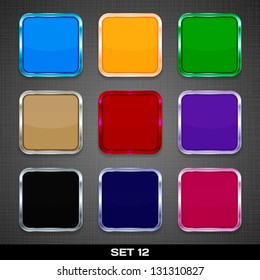 Set Of Colorful App Icon Templates, Buttons, Backgrounds. Set 12. Vector