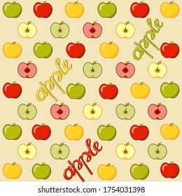 Set of colorful apples and words