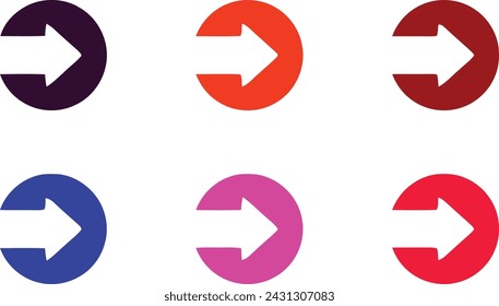 Set colorful arrow in circle icon, input output, exit entrance, enter – stock vector