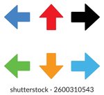 Set of Colorful Arrow Icons – Directional Symbols Vector EPS File.