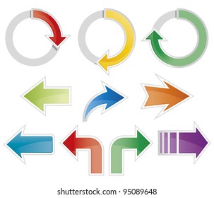 Set of colorful arrow symbols - vector