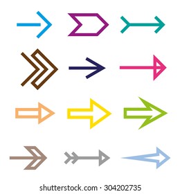 Set of colorful arrows