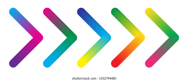 Set of colorful arrows. Arrow icon isolated. Color vector arrows to right.