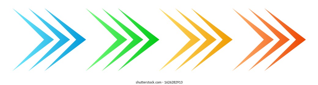 Set of colorful arrows. Arrow icon isolated. Color vector arrows to right.
