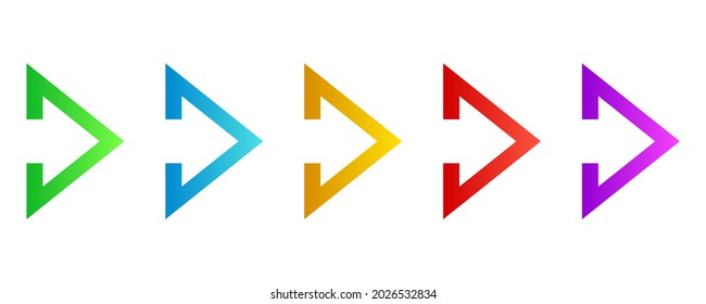 Set of colorful arrows. Arrow icon isolated. Color vector arrows to right.