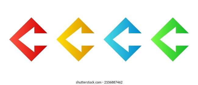 Set of colorful arrows. Arrow icon isolated. Color vector arrows to left.