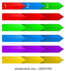 Set of colorful arrows directed to the right. First line numbered.
