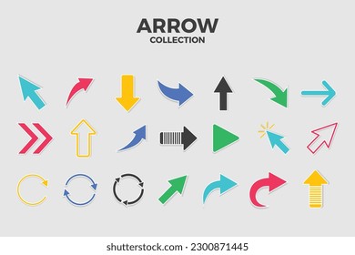 Conjunto de flechas de colores para marcar en estilo plano