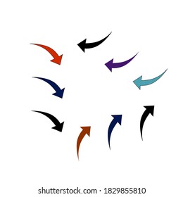 Juego de Flechas Coloridas Arriba, Abajo, Derecha e Izquierda. Ilustración de vectores de diseño plano