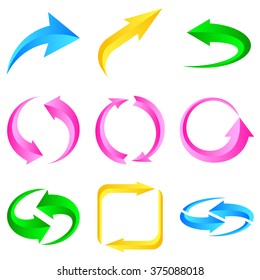 Set colorful arrows  Vector illustration for design white background 