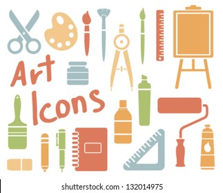 set of colorful art icons