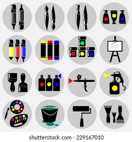 set of colorful art icons 