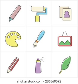 set of colorful art icons