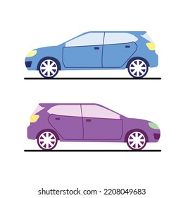 set of colorful automobile transport car  vector illustration